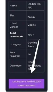 Lulubox Pro download button